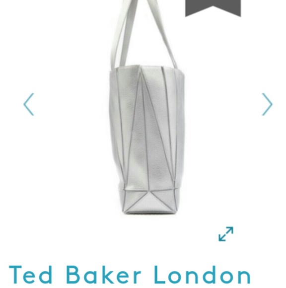 Ted Baker Silver Leather tote handbag bag $189 NWT - Picture 3 of 5